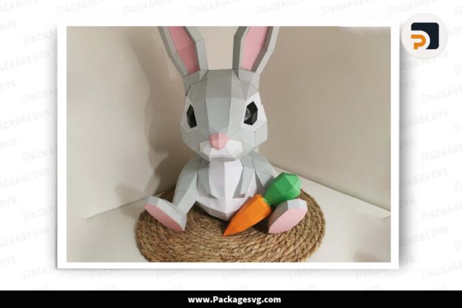 3D Rabbit Paper Craft PDF, SVG Template For Cricut LFQTENZI