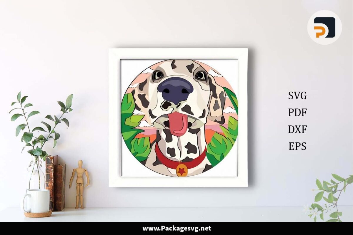 3D Cute Dane Shadowbox SVG, Dog Template For Cricut LFDA5R4W - Package SVG