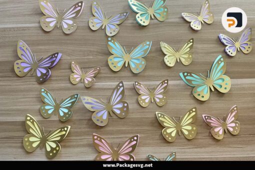 3D Gold Butterfly Layered SVG