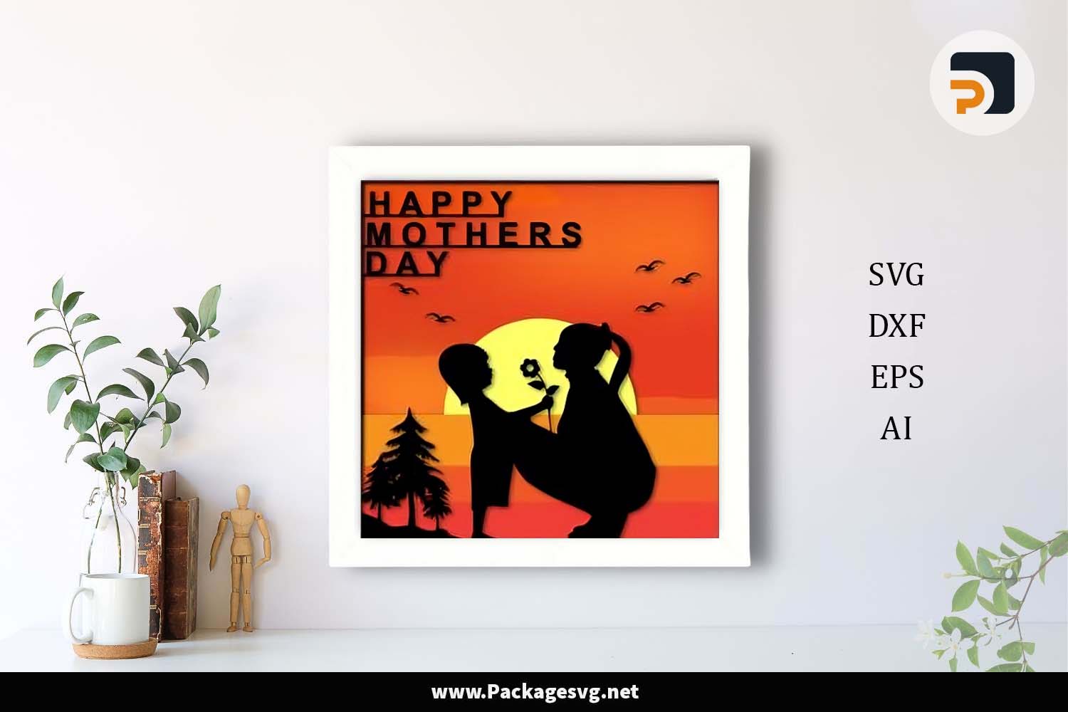 3D Happy Mother's Day Shadow Box SVG