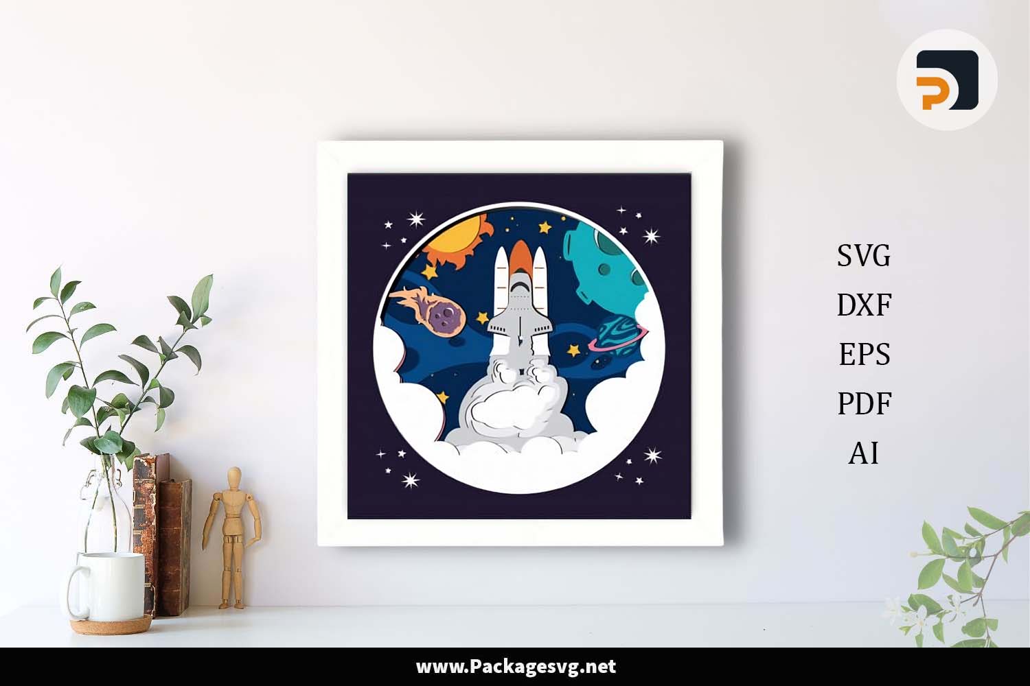 3D Rocket Shadow Box SVG