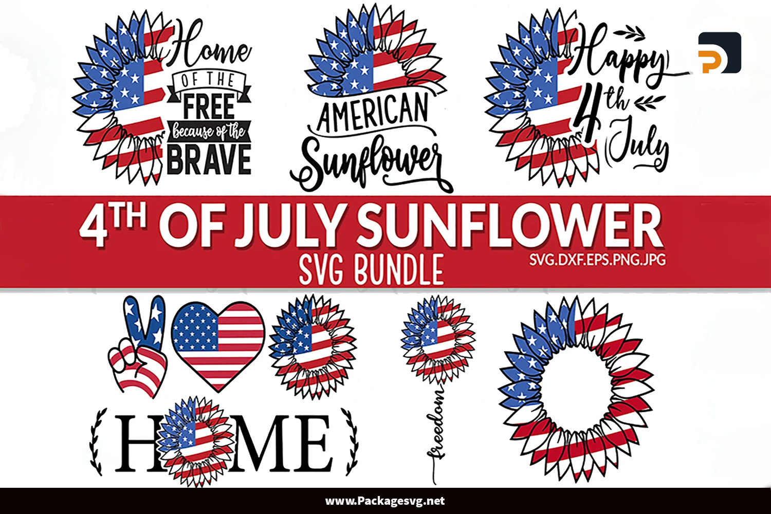4th of July Sunflower SVG Bundle
