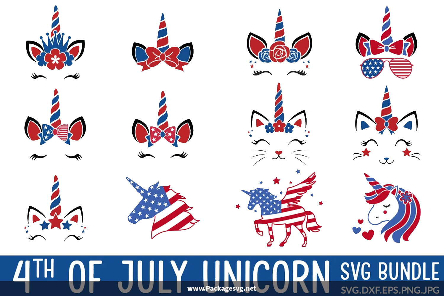 4th of July Unicorn SVG Bundle