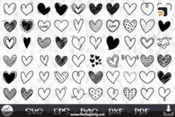60 Doodle Heart SVG