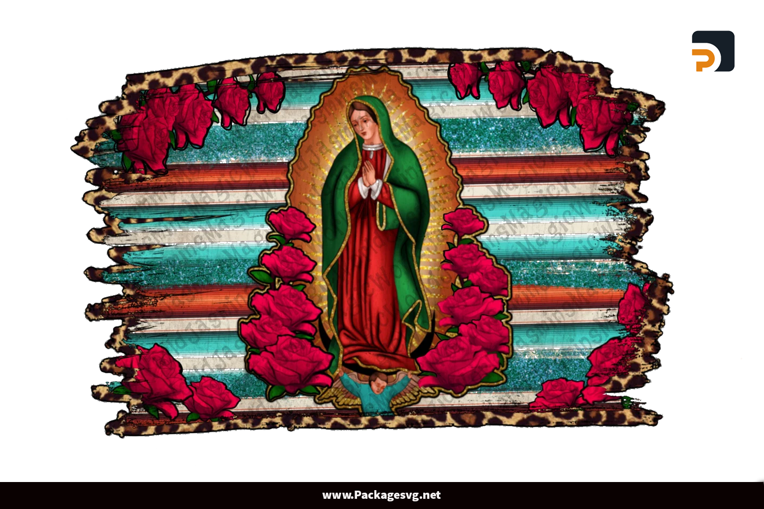 Abuela Our Lady Serape and Roses PNG