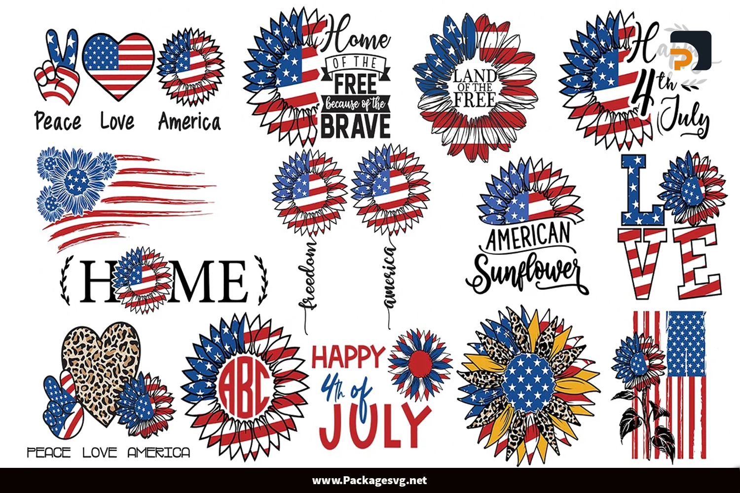 America Sunflower SVG Bundle