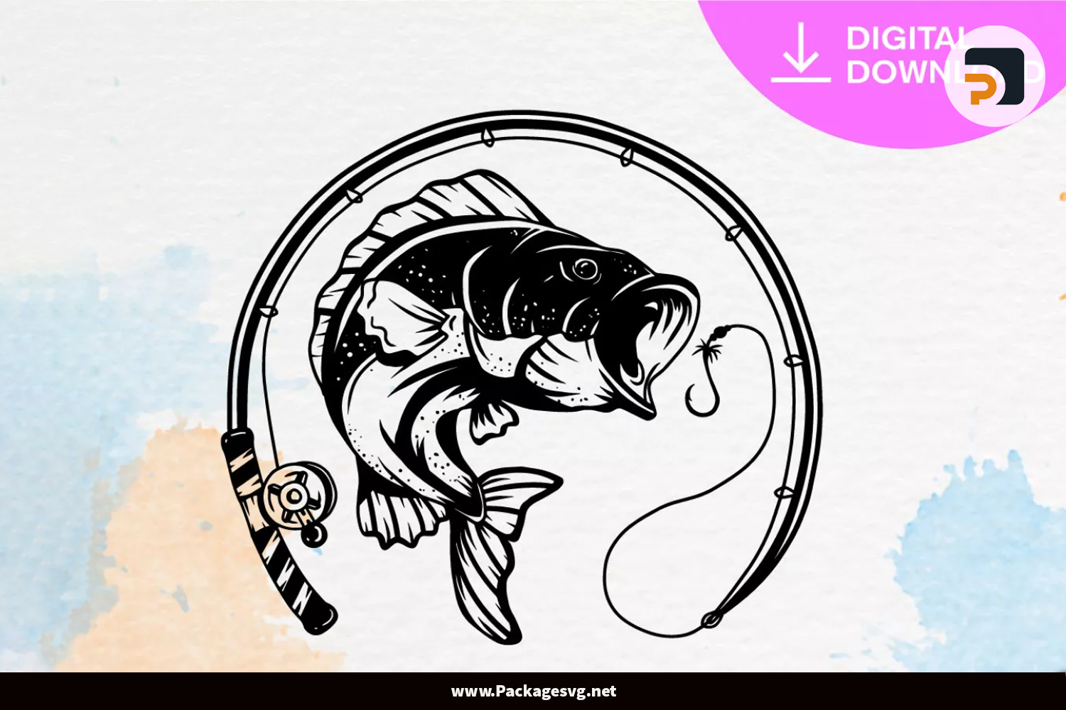 Bass Fishing Logo SVG PNG JPG EPS