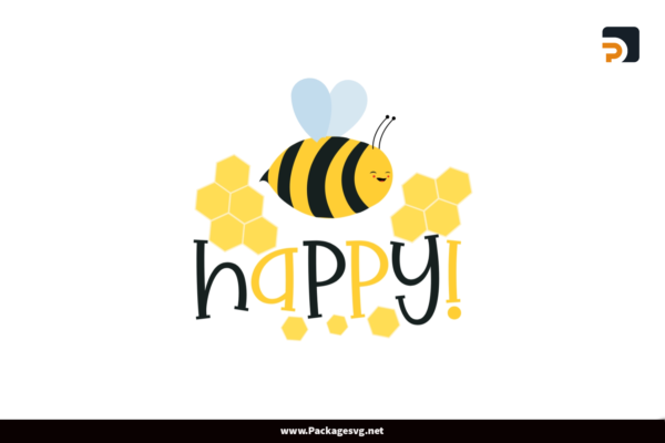 Bee Happy Design SVG PNG DXF EPS Free Download