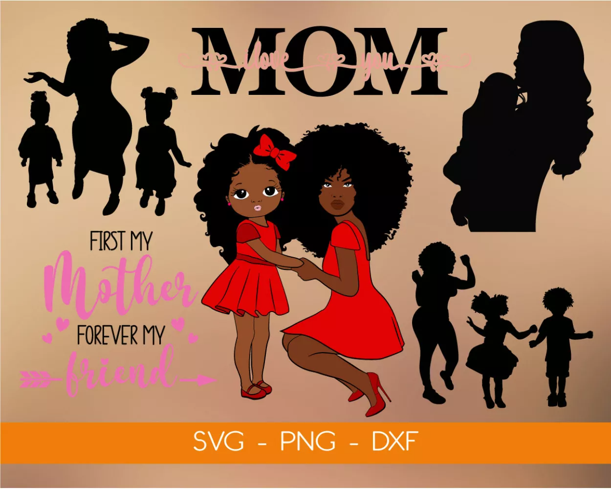 100+ Designs SVG PNG DXF Digital Download LETDMTJN|||Black Mom SVG Bundle