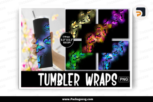 Butterfly Glow Tumbler Wrap Sublimation Bundle Free Download