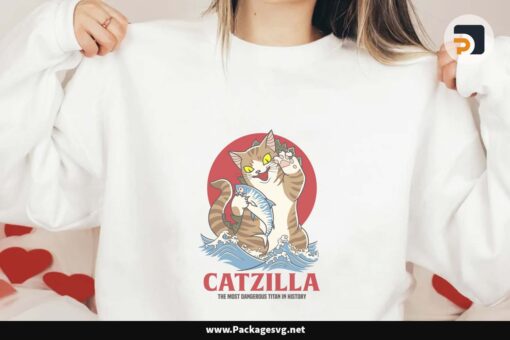 Catzilla The Most Dangerous Titan In History PNG EPS AI CDR Digital Download LF93GHZ1|