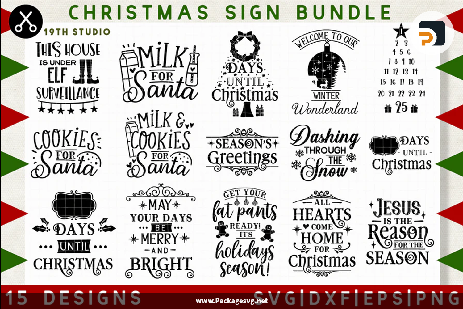 Christmas Design Bundle SVG PNG EPS DXF
