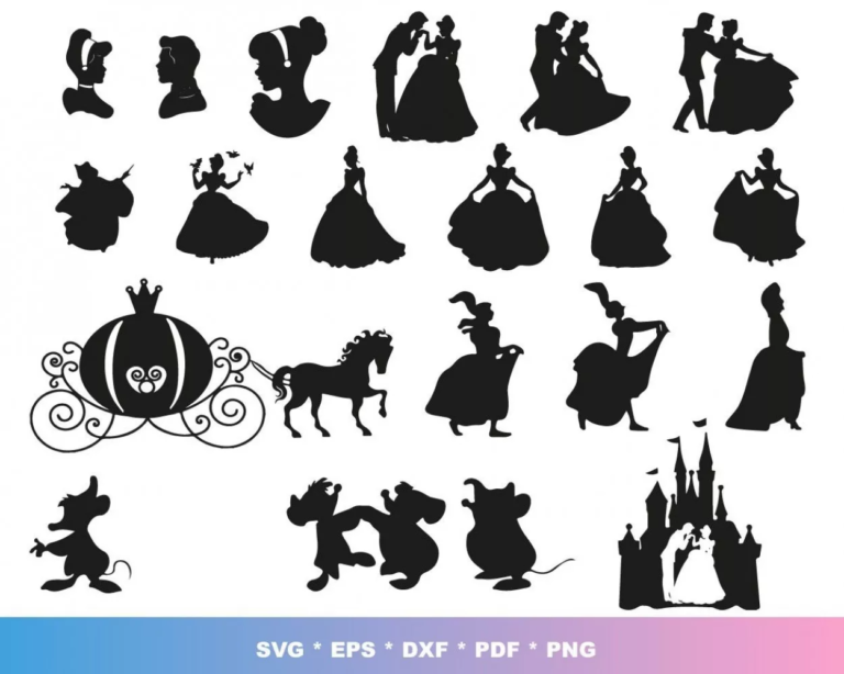 Cinderella SVG Bundle, 100+ Design Cartoon SVG PNG EPS DXF PDF Digital ...