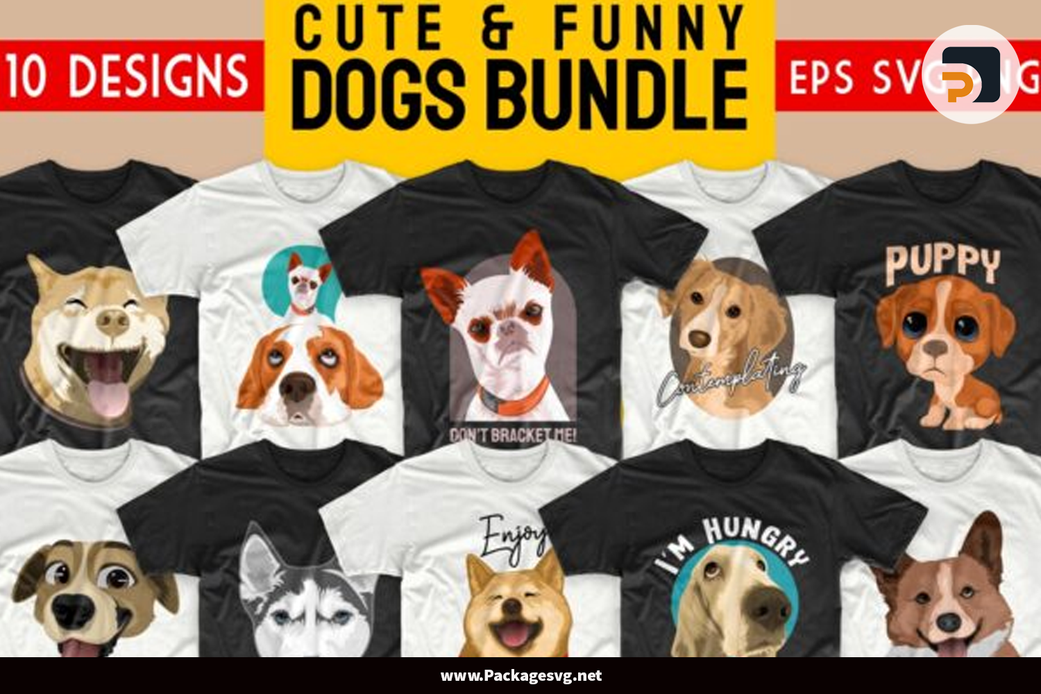 Cute and funny dogs bundle SVG PNG EPS