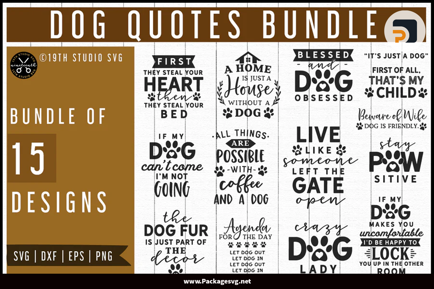 15 Design Printable T-Shirt and mug|Dog Quotes Bundle SVG PNG EPS DXF