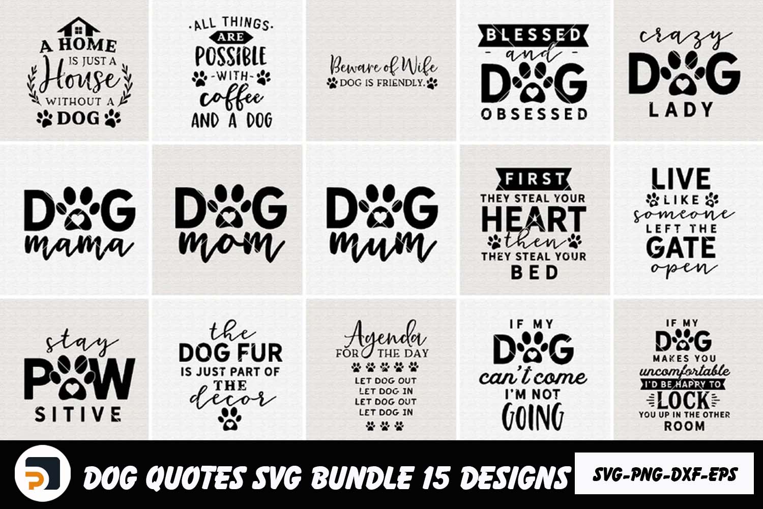 Dog Quotes Bundle SVG PNG EPS DXF