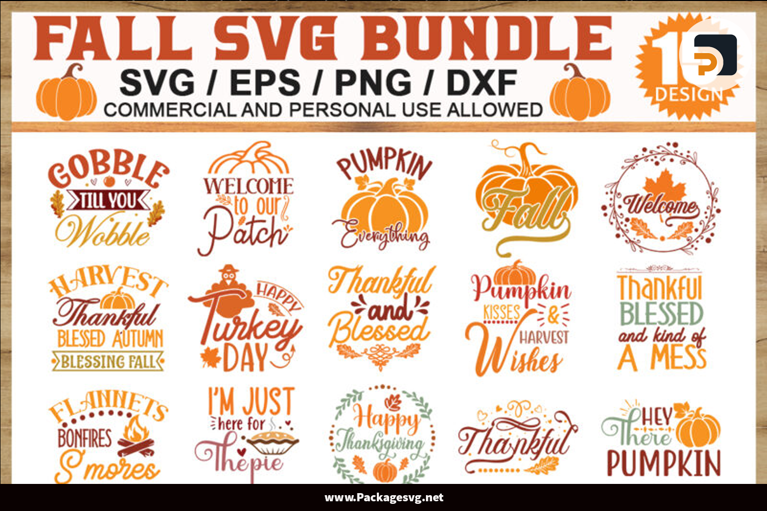Fall Bundle 15 designs SVG PNG EPS DXF
