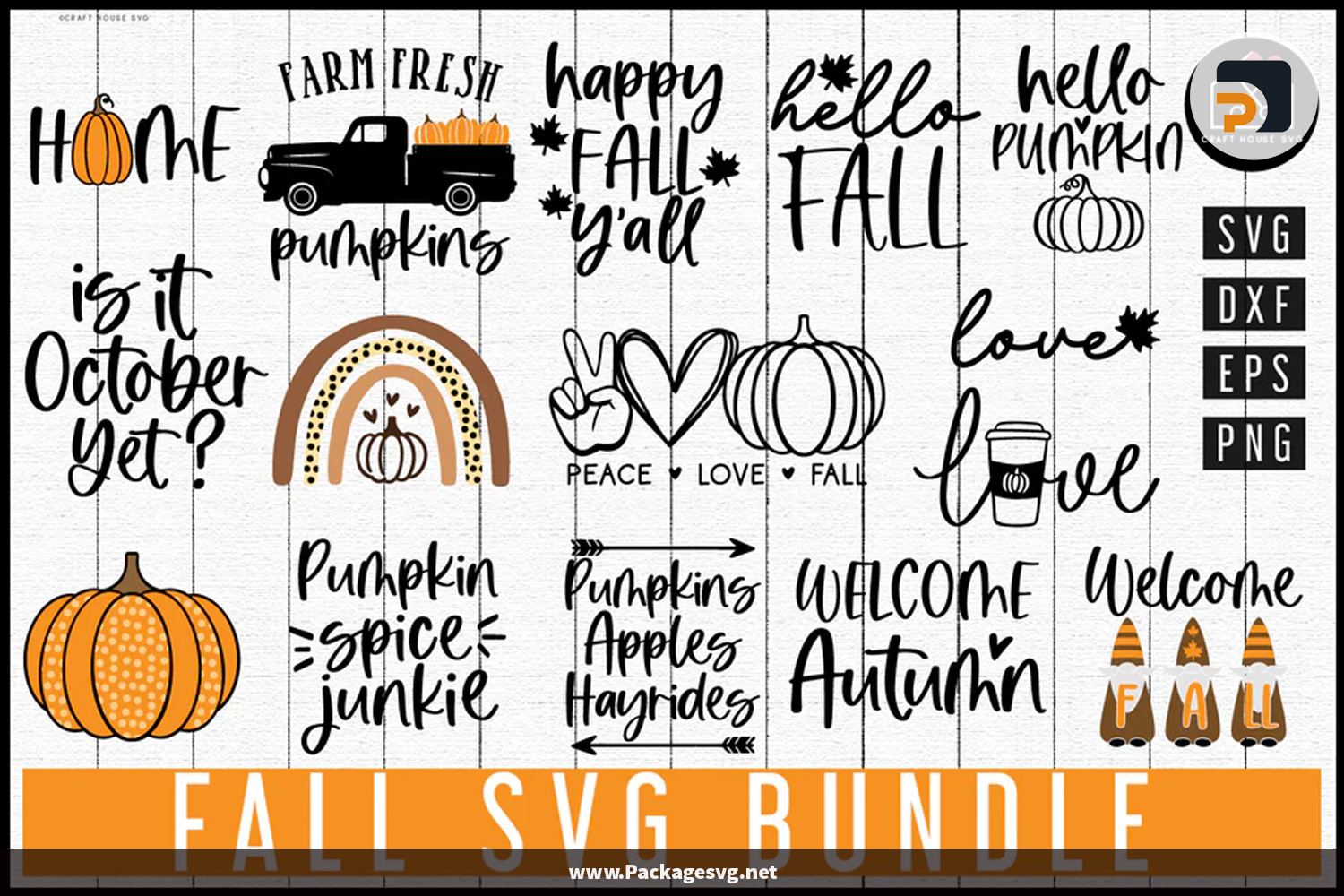 Fall Pumpkin Bundle SVG PNG EPS DXF