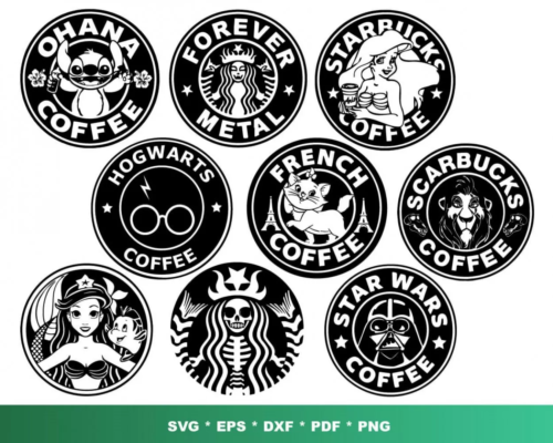 Funny Starbucks Bundle SVG PNG EPS DXF PDF, 100+ Designs Digital ...