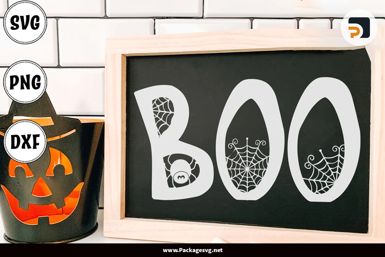 Halloween Boo Spider Design SVG PNG DXF