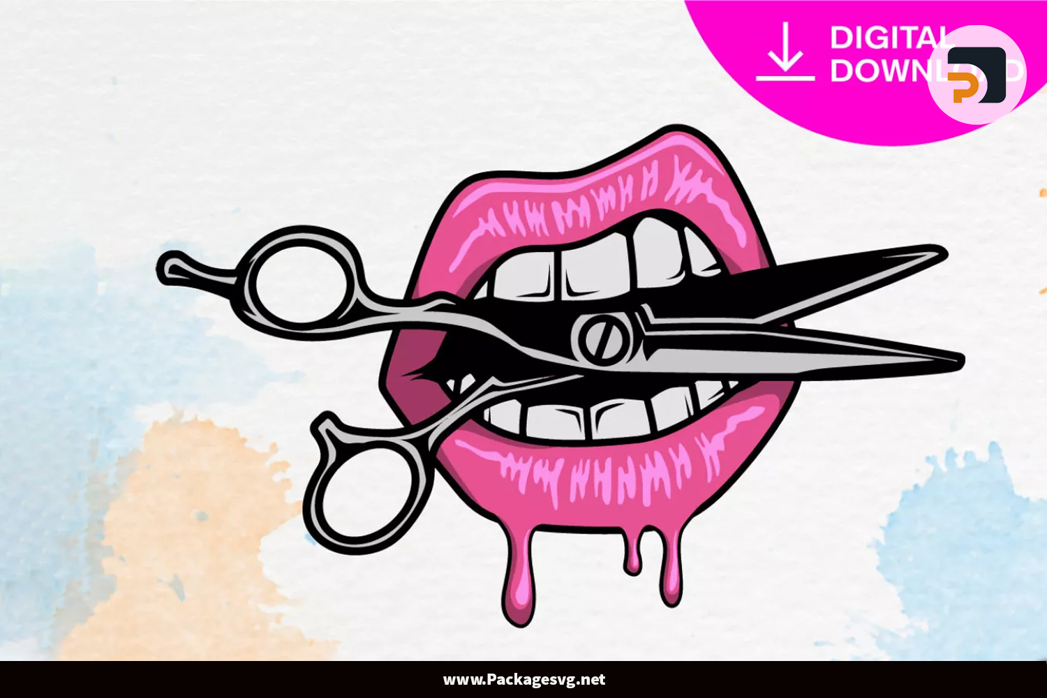 Lips Bite Scissors SVG PNG EPS DXF PDF