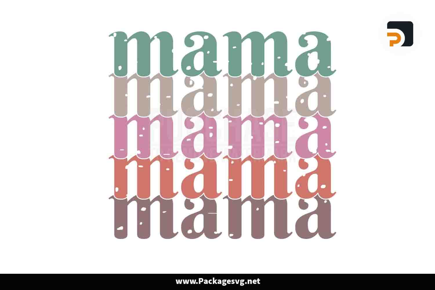 Mama Boho Distressed Stacked SVG