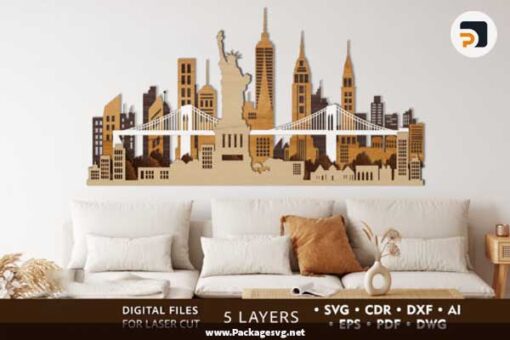 New York City Multilayer Laser Cut Files Digital Download LCRC8GPV|||