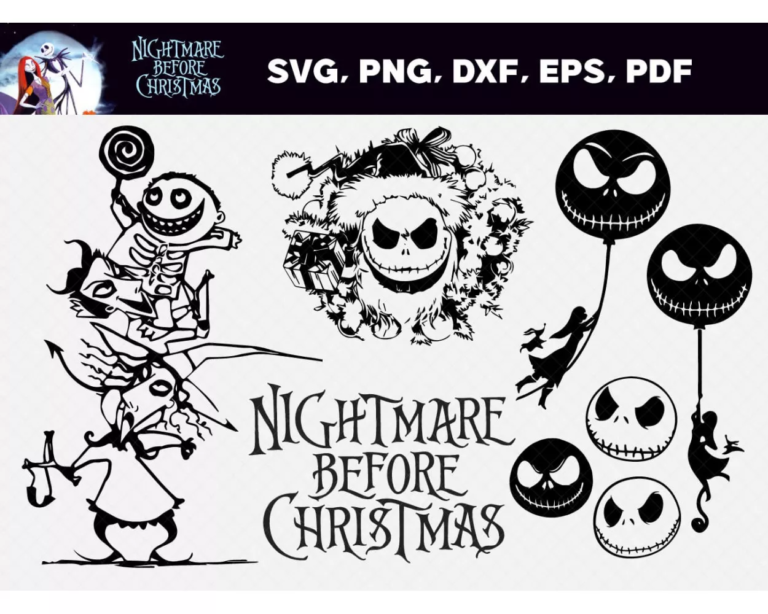 Nightmare Before Christmas Svg Bundle, 60 Files Svg Png Eps Dxf Pdf 