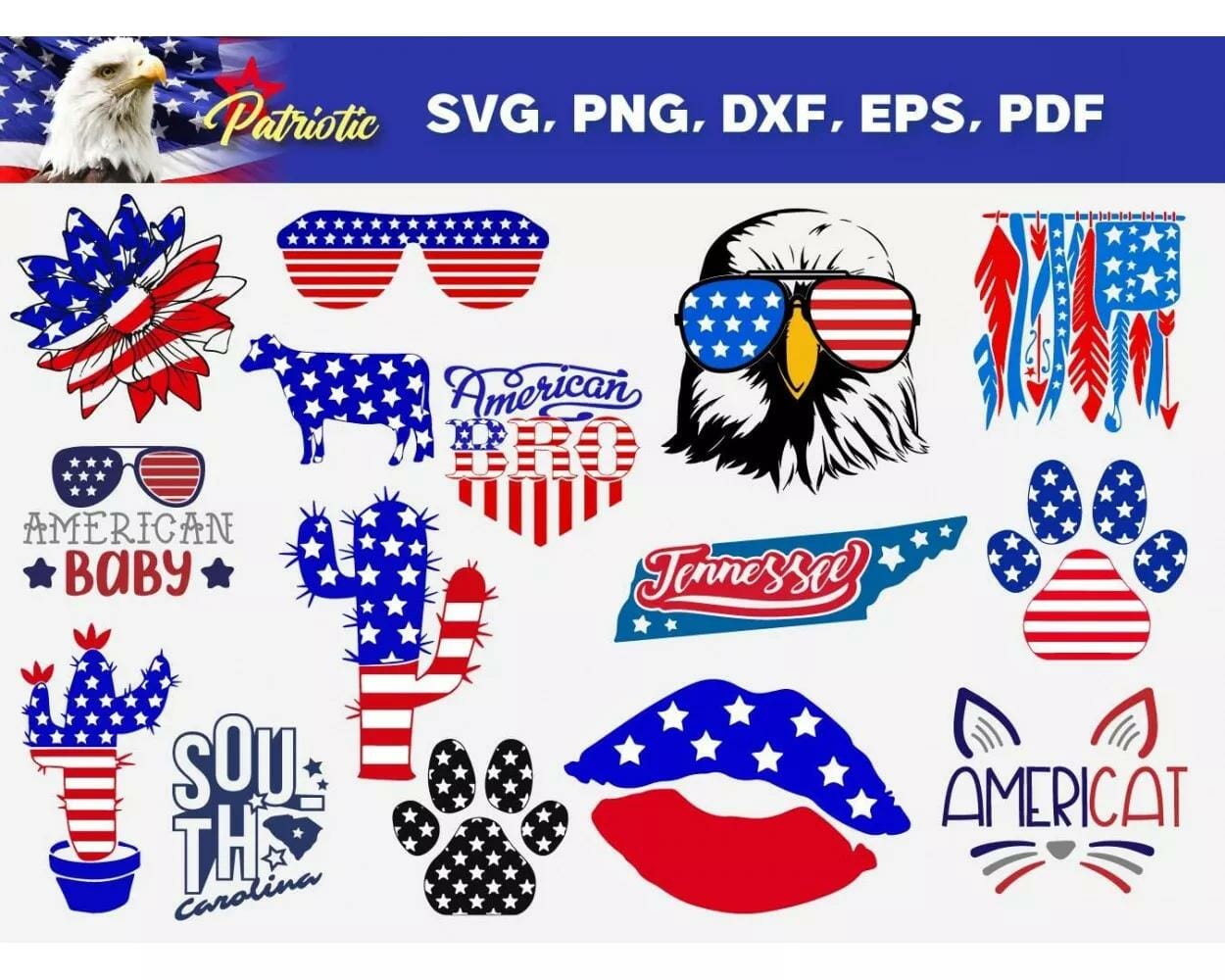 230+Design America SVG PNG EPS DXF PDF Digital Download||||||