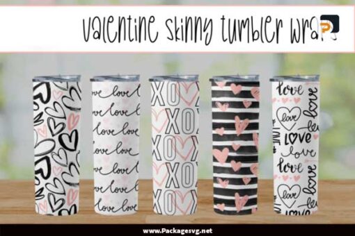 Set of 5 Valentine's Day Skinny Tumbler Wraps Digital Download LCZLQBK9