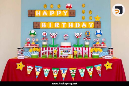 Set of Happy Birthday Super Mario Decorations Party Files LGLPT8ZC||||