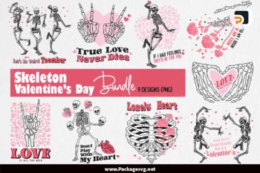 Skeleton Valentine's Sublimation Bundle PNG Digital Download LCIVPDKH