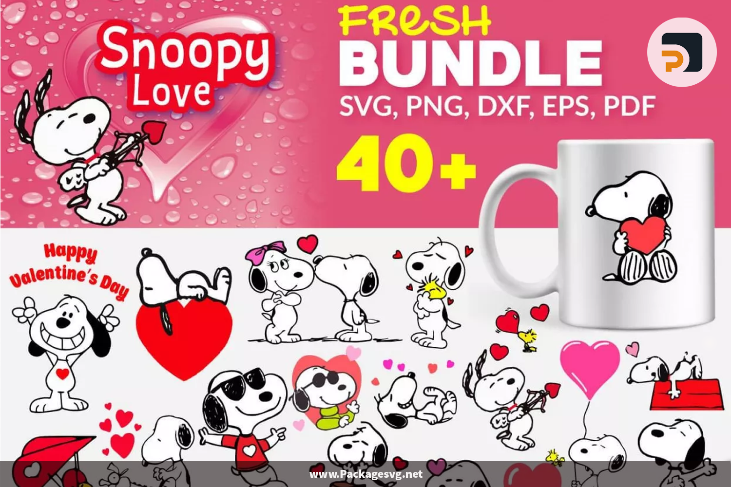 Snoopy Love Bundle SVG PNG EPS DXF PDF