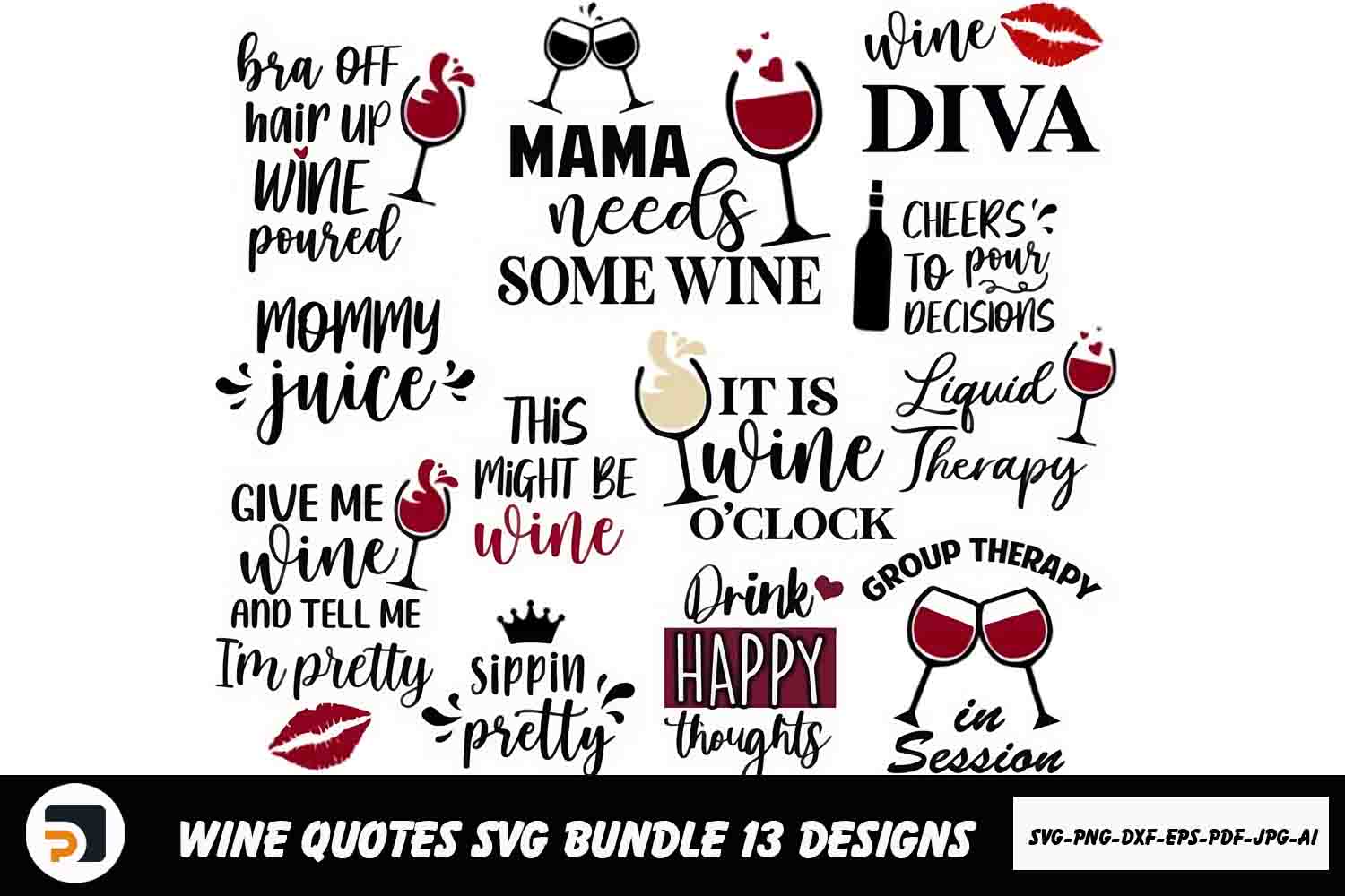 Wine Quotes Bundle SVG