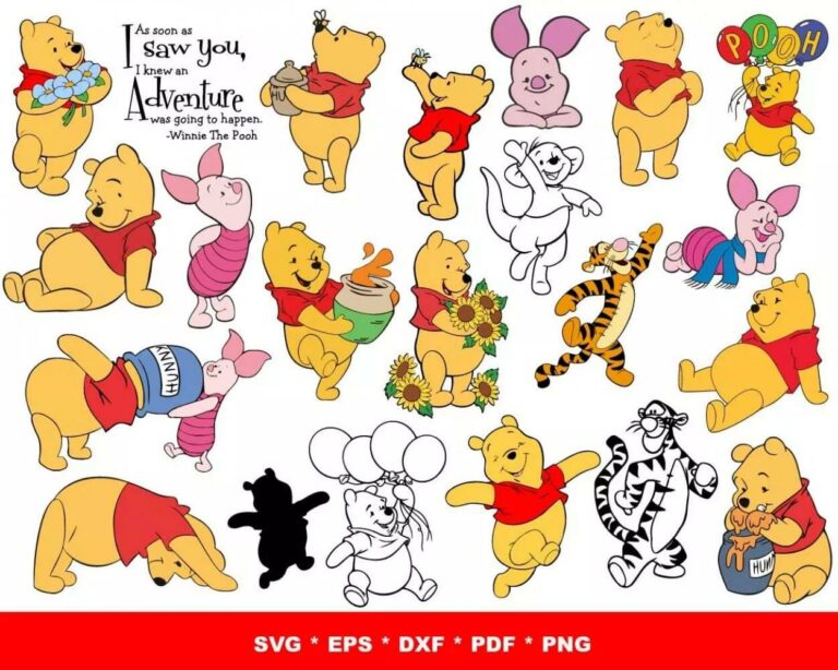 Winnie The Pooh SVG Bundle, 1500+ SVG PNG EPS DXF PDF Digital Download ...