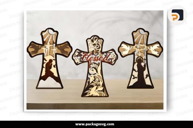 3D Cross Layered Bundle, Religious Template For Cricut LHZOP4W8