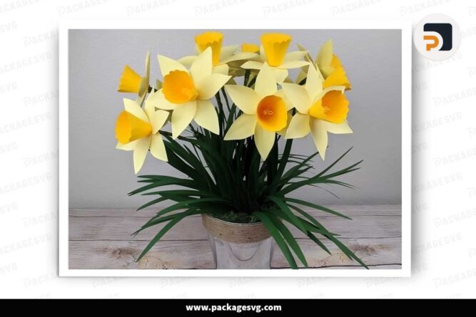 3D Daffodil Flower Paper, SVG Template For Cricut LHH451XV
