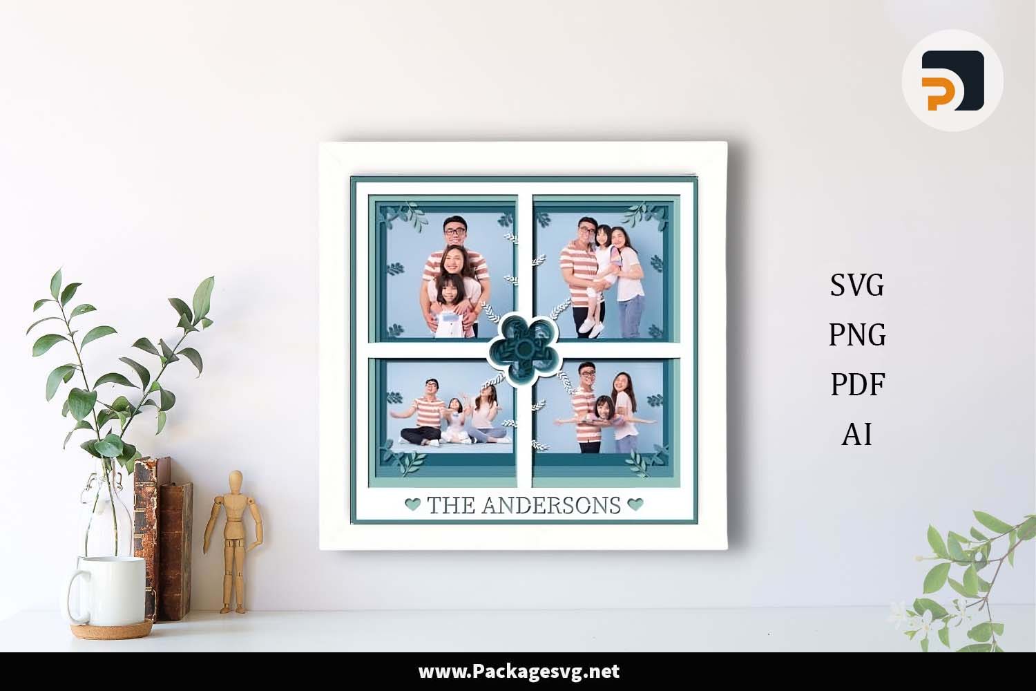 Shadow Box Frame 8x8 Inch SVG Template With and Without Scoring