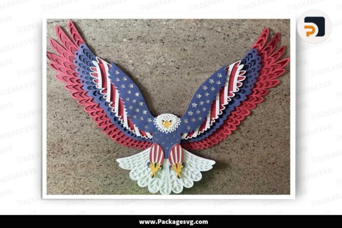 3D Layered Mandala America Eagle, 4th of July Template For Cricut LJ6HTLXE