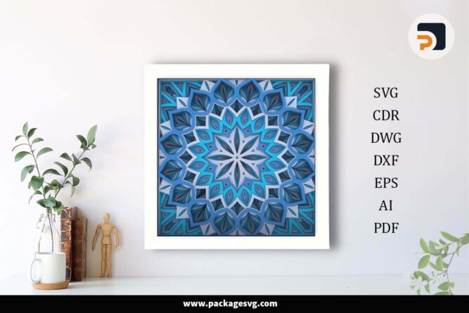 3D Mandala Pattern Shadow Box, SVG Template For Cricut LHR5FA32