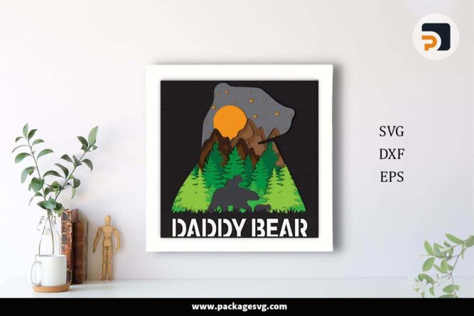 Daddy Bear Shadow Box, Father's Day Template For Cricut LI88C8WZ
