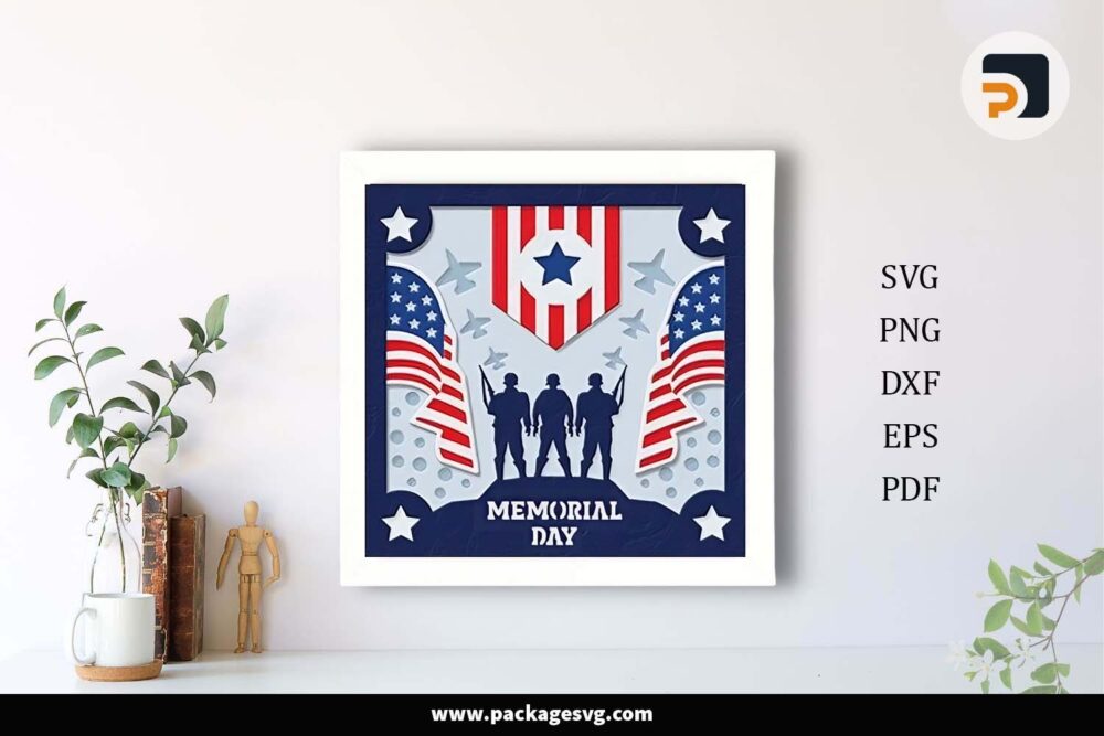 Memorial Day Shadow Box, US Soldier Template For Cricut LHR3NX0K