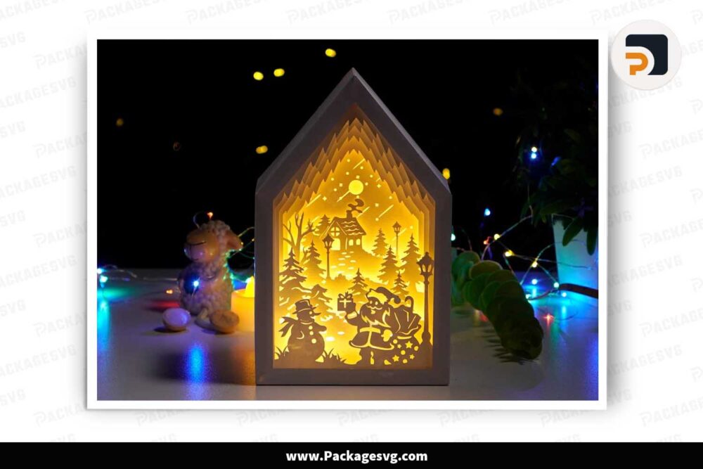 Merry Christmas Lanterns, Santa Claus and Snowman Light Box Design LJ6J8TGD