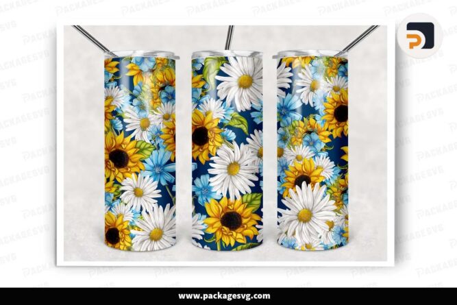 Sunflower Daisy Template, 20oz Skinny Tumbler Wrap LHY98ZOC