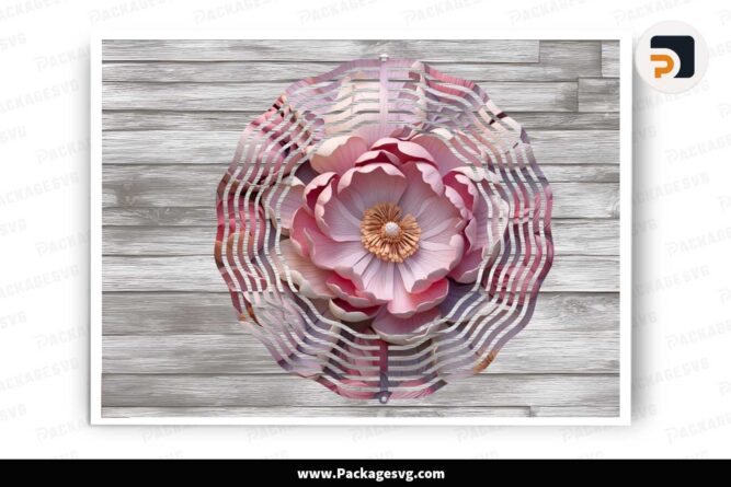 3D Pink Peony Flowers Sublimation, Wind Spinner Designs LIYDOKK3