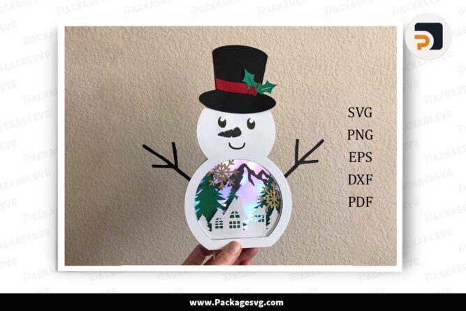 3d Snowman Light Box, Layered Christmas Papercut File LJHVXQZV