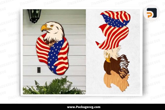 American Flag Eagle Layered Mandala, 3D Template Cut File LJF5RN6W