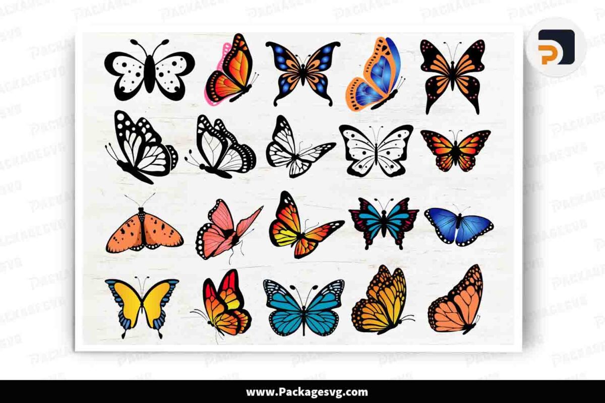 Butterfly Clipart Bundle, 20 SVG Designs Free Download