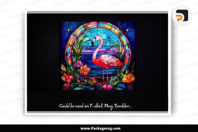 Flamingo Stained Glass, Window Cliparts PNG LJ7ZOMOJ