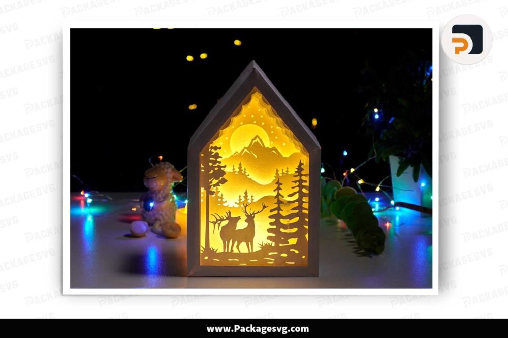 Merry Christmas Lanterns, Couple Deer Light Box Design LJ6K60Q3